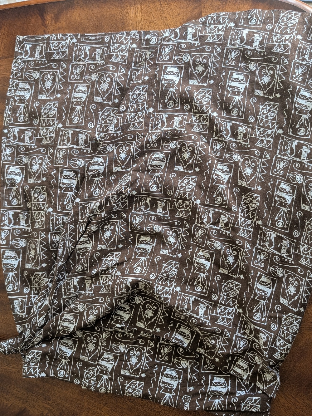 bp Brown Midi Skirt with White Geometric Print